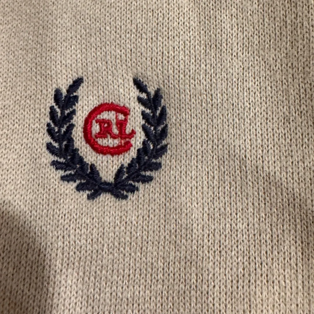 Chaps by ralph Lauren beige Sweater Vest with Navy Accents fleece lined large